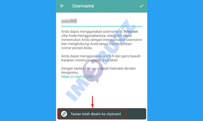 6. selesai melakukan copy link telegram sendiri untuk dibagikan ke Whatsapp