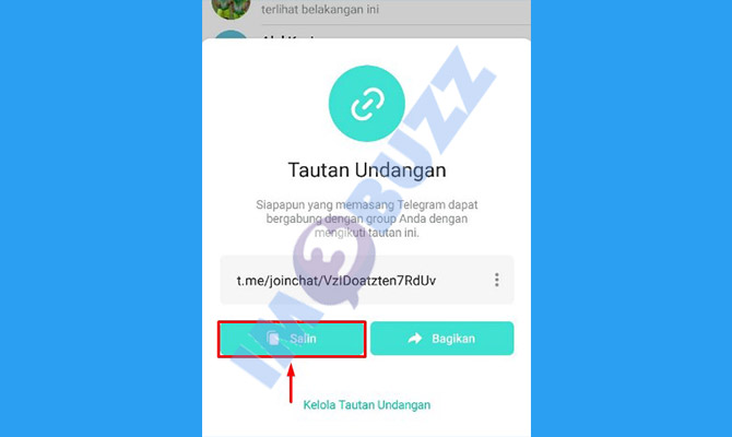 6. tap salin untuk membuat link grup