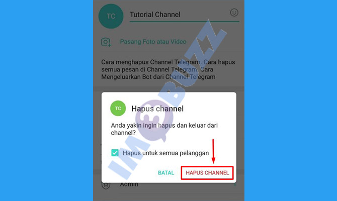 7. ketuk hapus channel