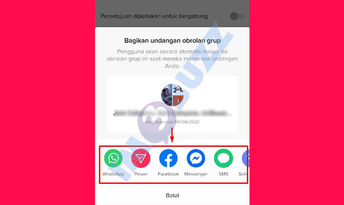 7. selesai membuat link undangan grup tiktok