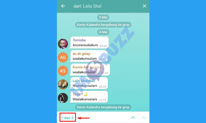 7. tap hasil melacak chat teman di grup telegram