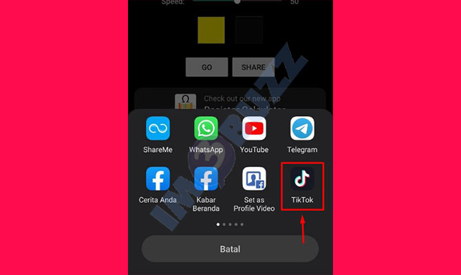 8. pilih bagikan ke tiktok