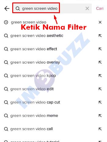 ketiga ketik nama filter