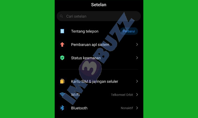 1. buka menu setelan