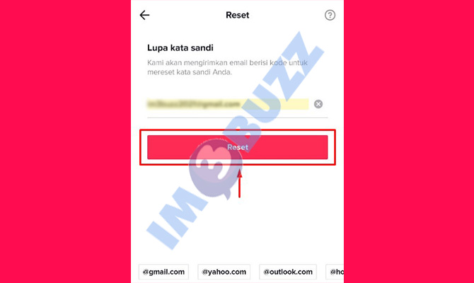 10. tap reset untuk memulihkan akun tiktok