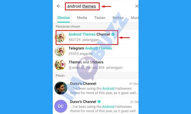 2. Cari Dan Buka Channel Tema