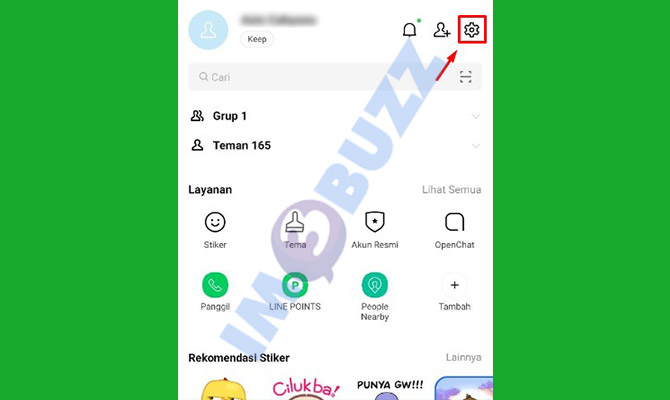 2. ketuk ikon pengaturan line