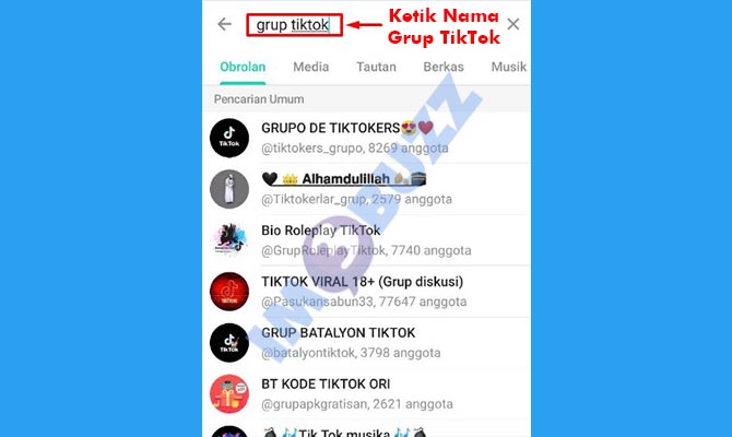 3. ketik nama grup