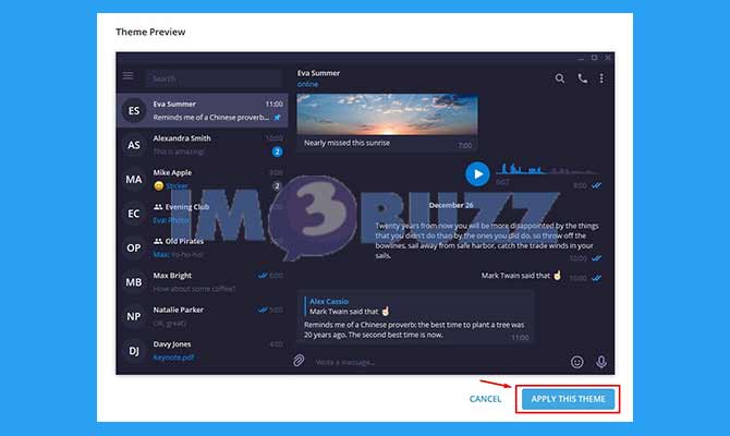 4. Klik Apply This Theme Telegram