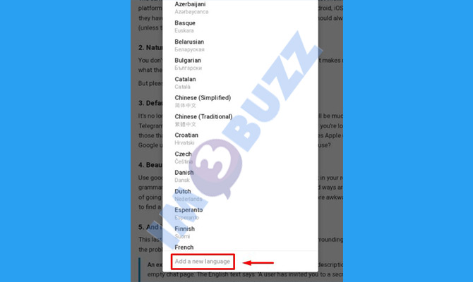 4. ketuk add a new language