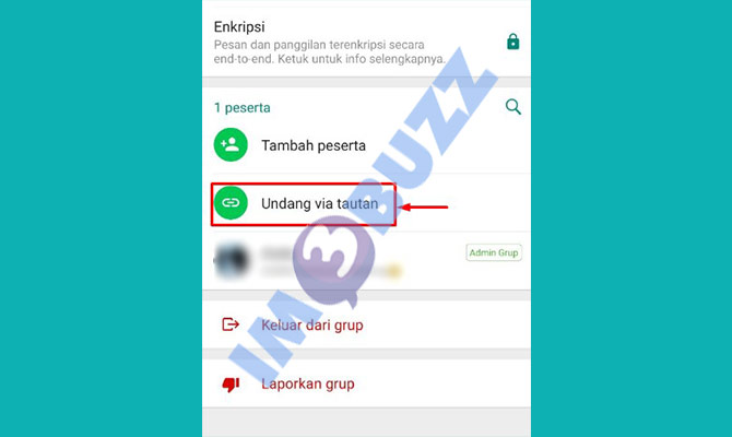 4. tap undang via tautan untuk membuat kode qr grup