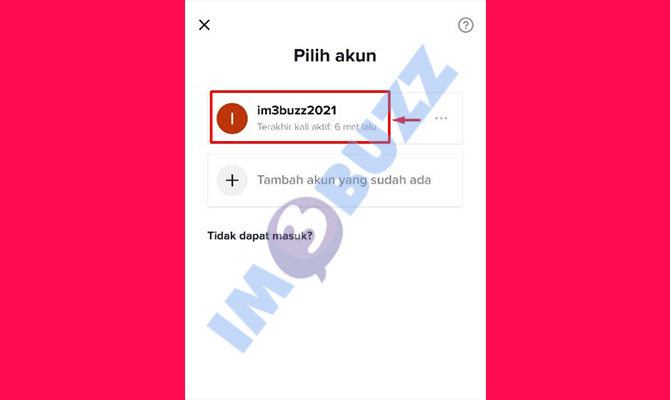 5. pilih akun tiktok yang lupa kata sando