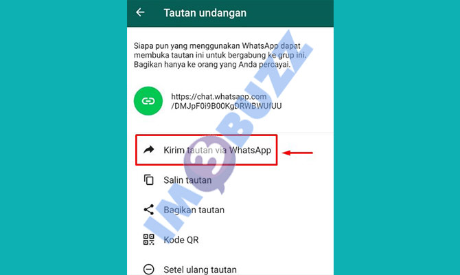 5. pilih metode bagikan link grup whatsapp