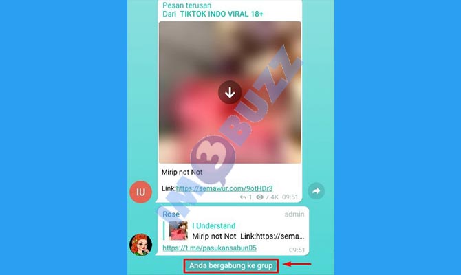 6. selesai mencari dan join grup tiktok di telegram