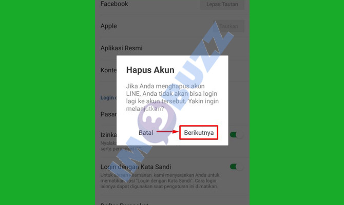 6. tap berikutnya untuk logout line