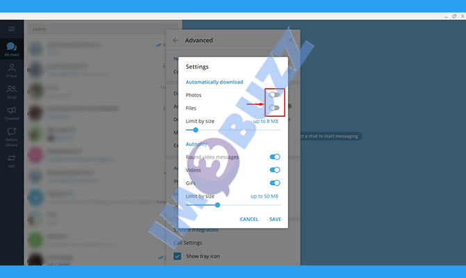 7. selesai mengatur agar telegram tidak download otomatis di laptop