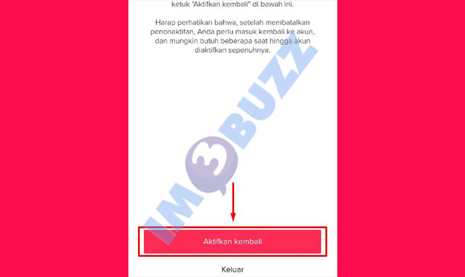 9. ketuk aktifkan kembali untuk mengembalikan akun tiktok