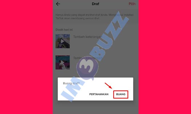 Konfirmasi Menghapus Video Dengan Cara Tap Buang