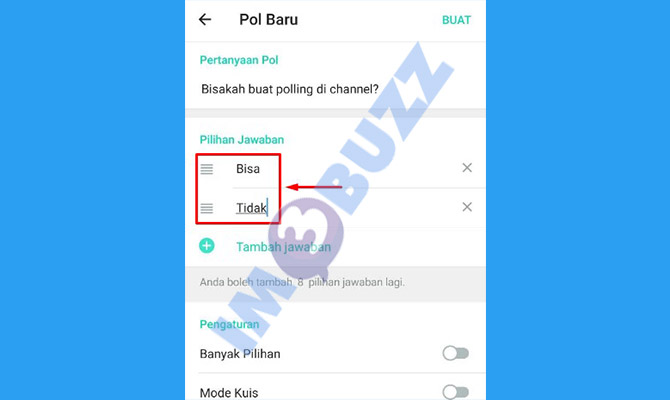 membuat jawaban di channel