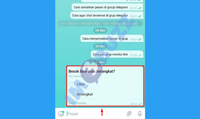 selesai membuat polling anonim di telegram