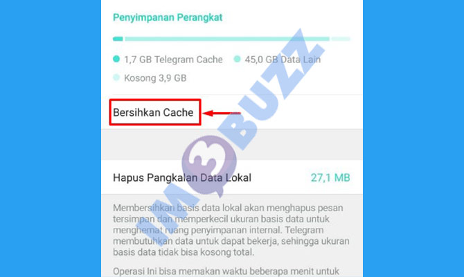 tap bersihkan cache