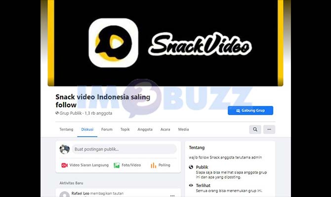 1. Dengan Bergabung Grup Snack Video