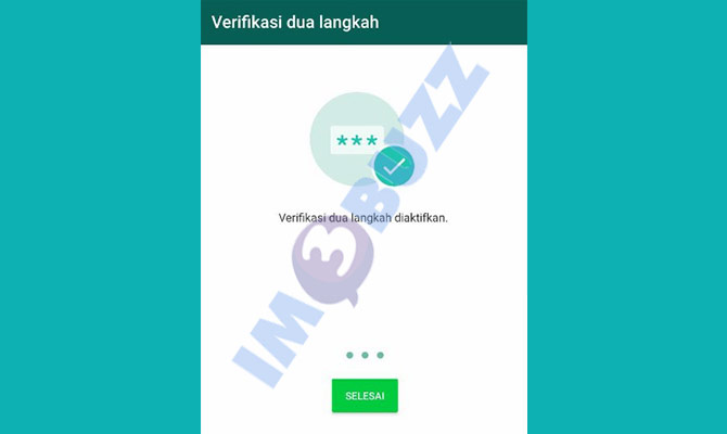 10. Selesai Mengaktifkan Verifikasi 2 Langkah WA