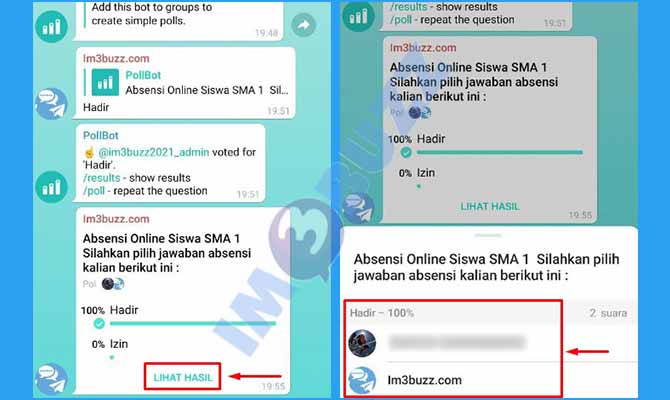 2. Cara Melihat Hasil Absensi di Telegram Lewat Polling