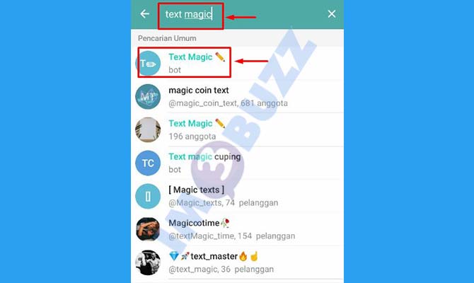 2. Cari Dan Buka Bot Telegram Font