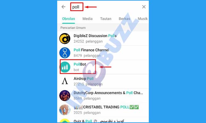 2. Cari dan Buka Bot Telegram Absen