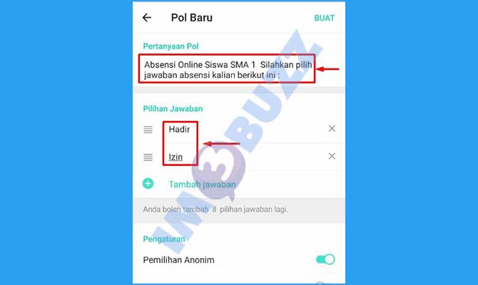 4. Buat Nama Absensi di Polling