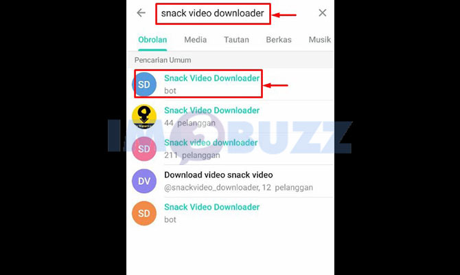 5. Cari Dan Buka Bot Snack Video