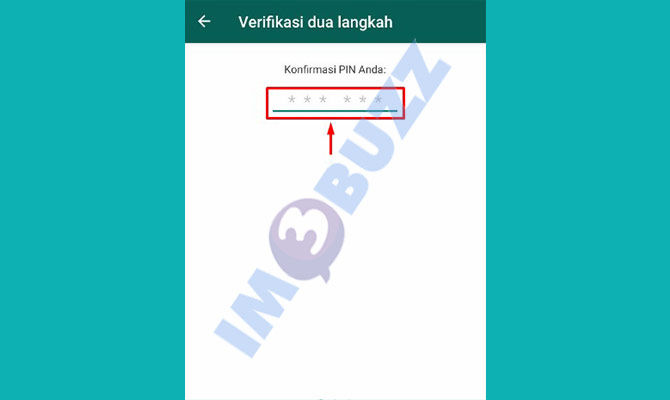 7. Konfirmasi PIN Verifikasi 2 Langkah