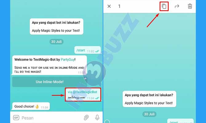 7. Salin Font Cuping Telegram