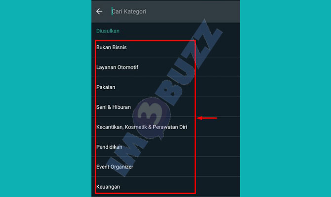 9. Pilih Kategori Bisnis