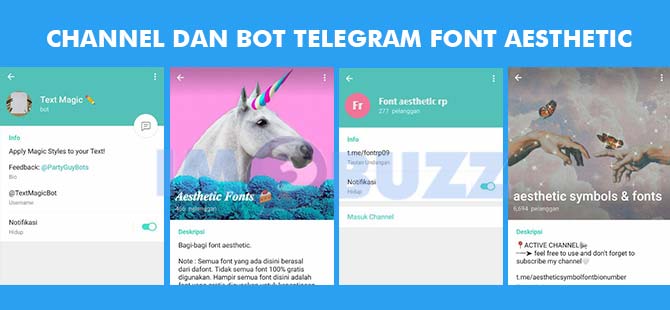 Channel Dan Bot Telegram Font Aesthetic