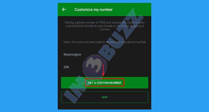 Tap Get A Custom Number