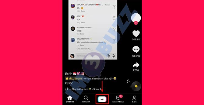 1. Buat Video Baru Di TikTok Untuk Menggabungkan Foto dan Video Dari Galeri