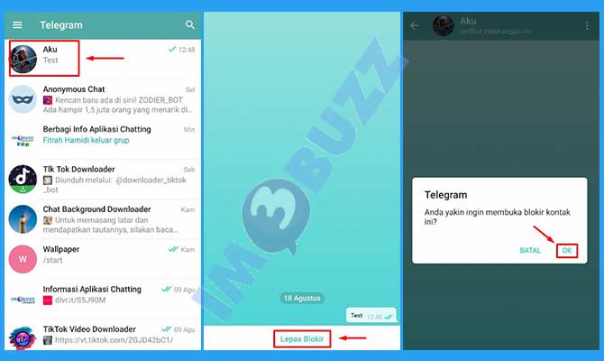 1. Cara menghapus daftar blokir di Telegram Melalui Kontak