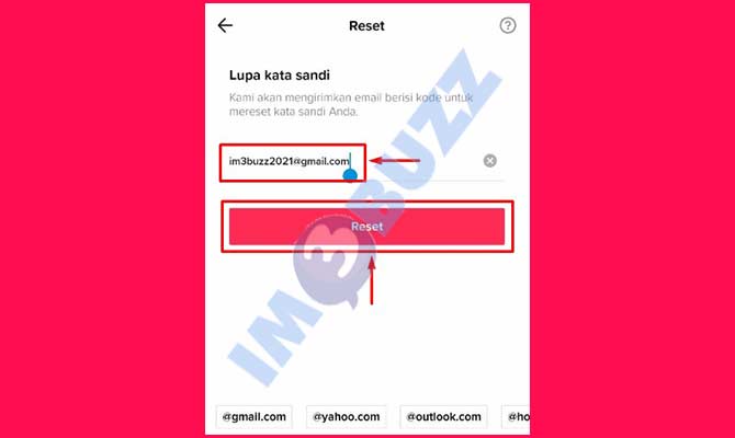 11. Masukkan Alamat Email Akun TikTok