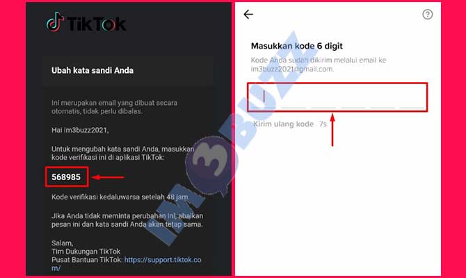 12. Salin dan Masukkan Kode Verifikasi Masuk TikTok Lupa Kata Sandi