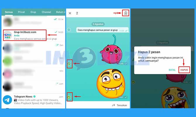 2. Menghapus Sebagian Chat grup di Telegram