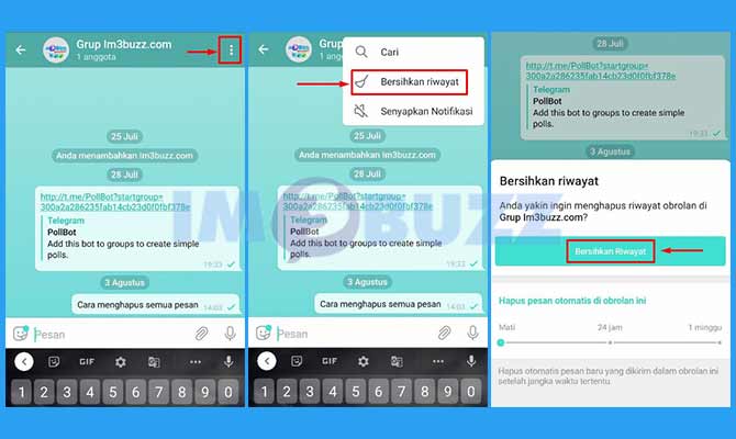 3. Menghapus Semua Chat di Grup Telegram