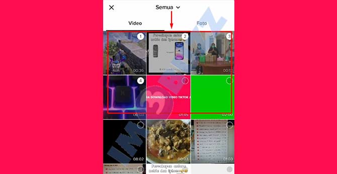 3. Pilih Beberapa Video Dari Galeri