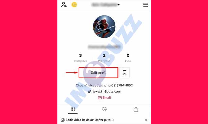 3. Tap Edit Profil Untuk Meletakkan Link Twitter