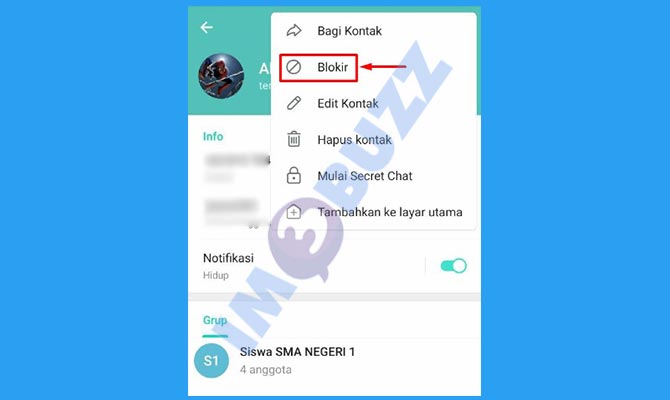 5. Pilih Blokir Kontak Telegram