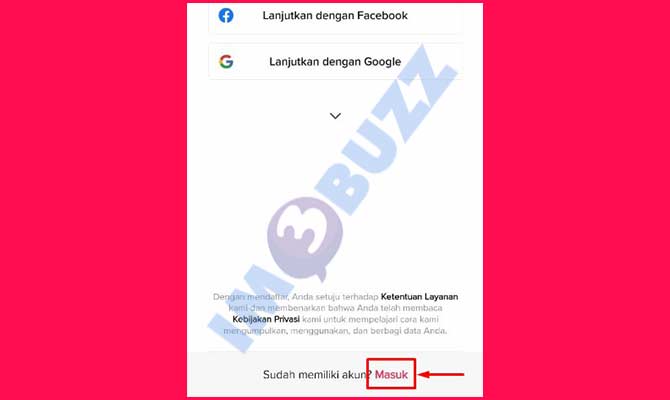 5. Tap Masuk Akun TikTok Lama