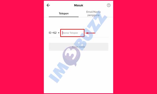 7. Masukkan Nomor Telepon Terpaut Akun TikTok Lupa Kata Sandi