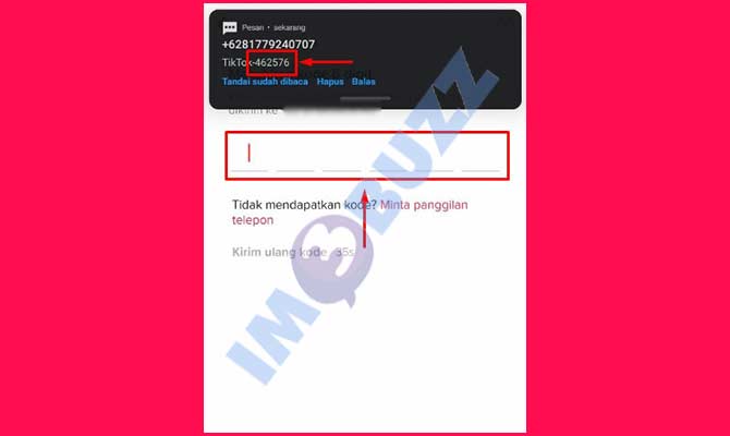 9. Masukkan Kode Verifikasi Masuk Akun TikTok Lama Yang Lupa Kata Sandi