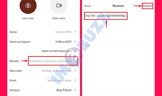 9. Menambahkan Link WA dan Telegram di Bio TikTok